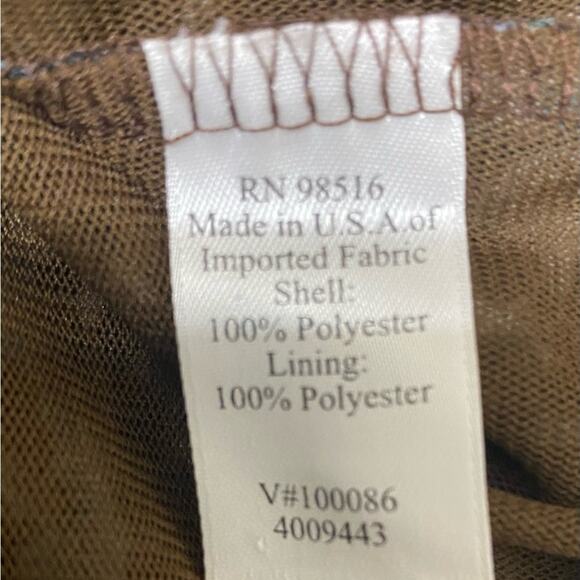 Coldwater Creek Faux Wrap Cream Teal Brown Pullover Blouse NEW Size Medium - Picture 4 of 5